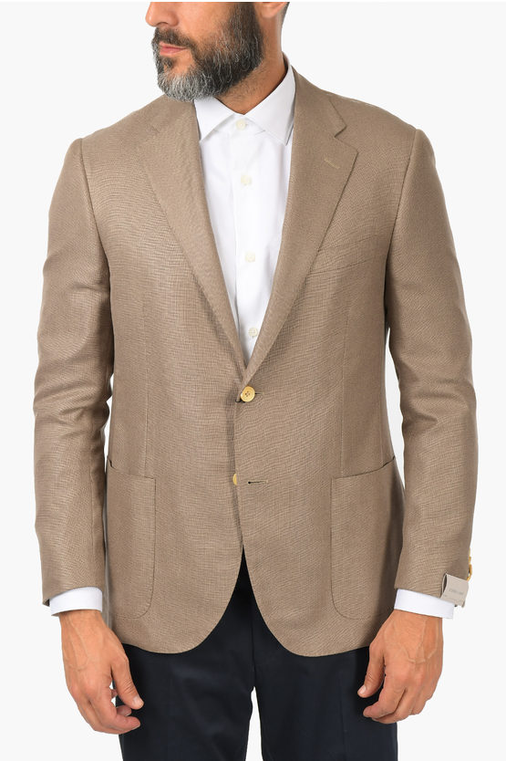 Two-buttoned LEADER SOFT Blazer with Hopsack Pattern