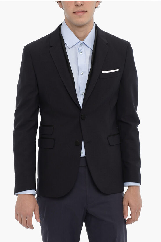 Shop Neil Barrett Two-buttons Blazer With Double Side Split