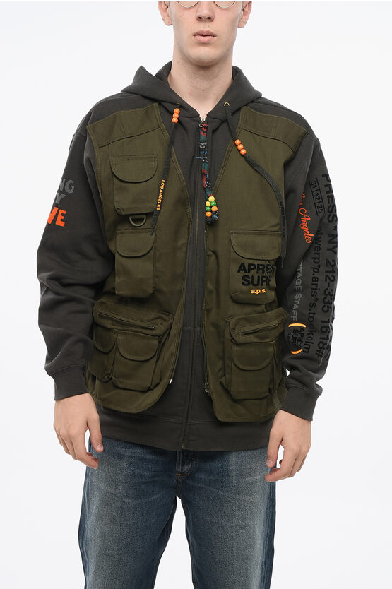 Après Surf Two-tone Aron Utility Sweatshirt With Hood And Zip Closure In Black