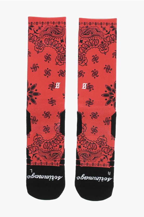 Scrimmage Two-tone Bandana-motif Long Socks In Red