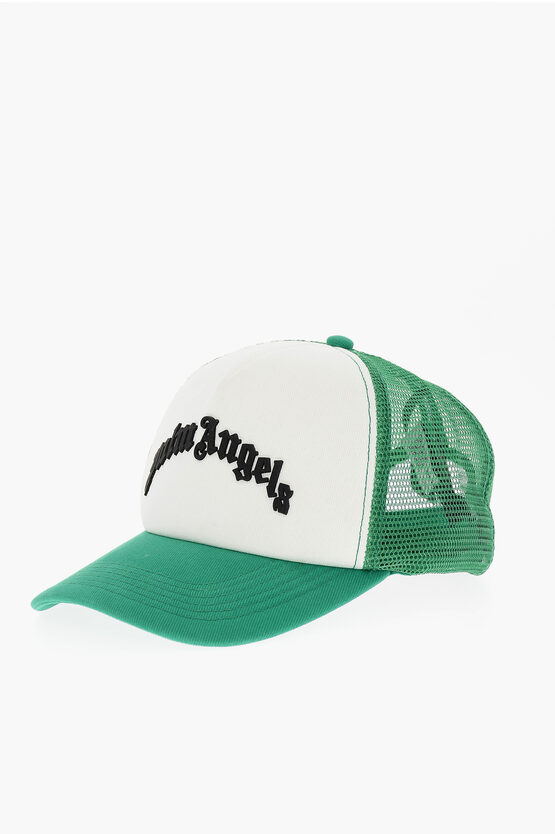 Palm Angels Two-tone Baseball Cap With Embossed Logo And Mesh Detail In Green