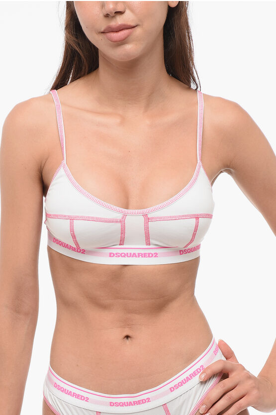 Dsquared2 Two-tone Bra With Logo In White