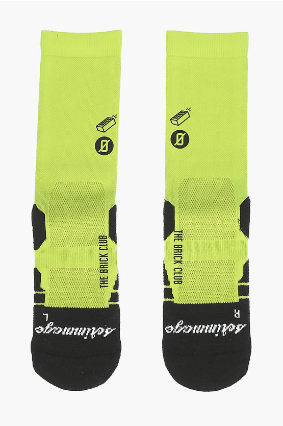 Scrimmage Two-tone Brick Club Socks With Perforated Details In Green