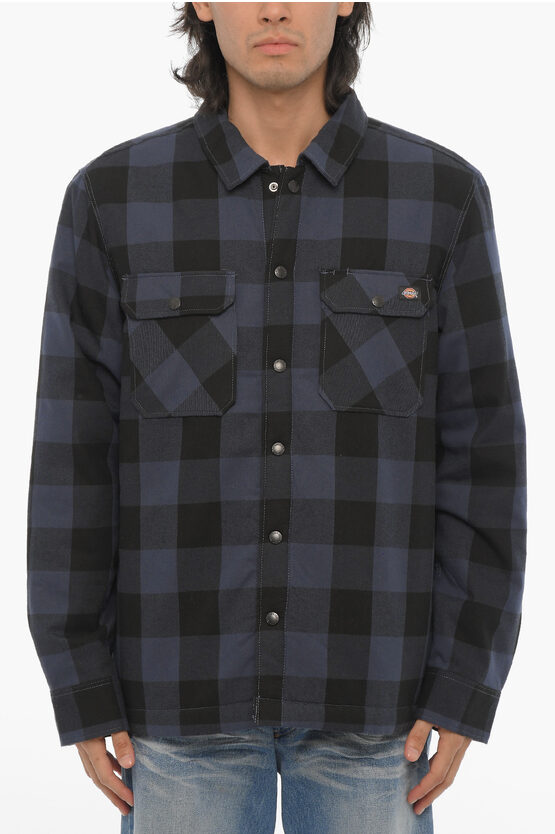 Shop Dickies Two-tone Checked Overshirt With Fleece Inner