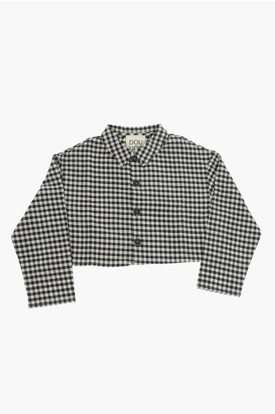 Shop Douuod Two-tone Checked Shirt