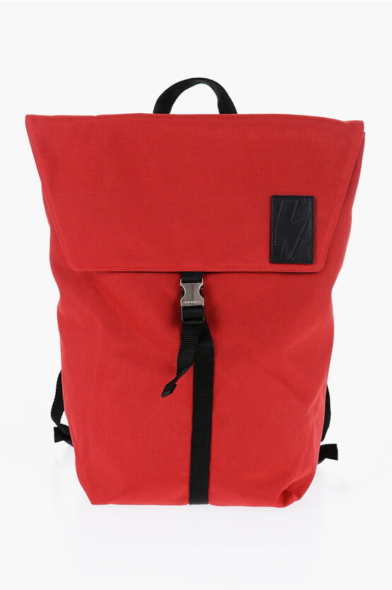 Shop Neil Barrett Two-tone City Flap Nylon Backpack