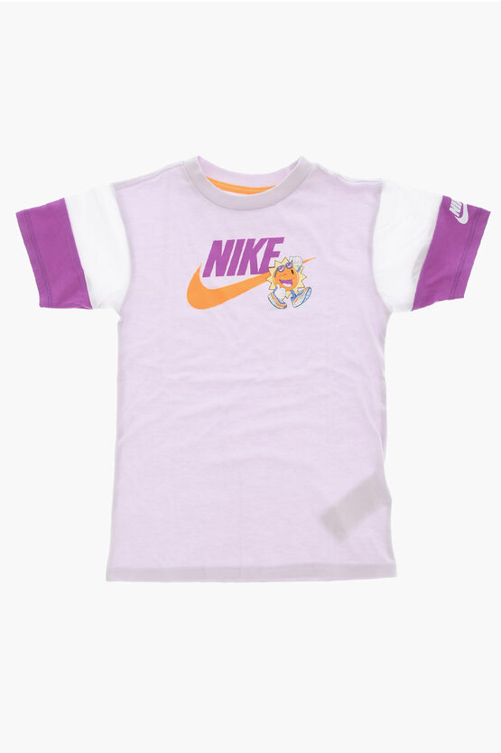 Two-Tone Crew-neck T-shirt With Logo Print