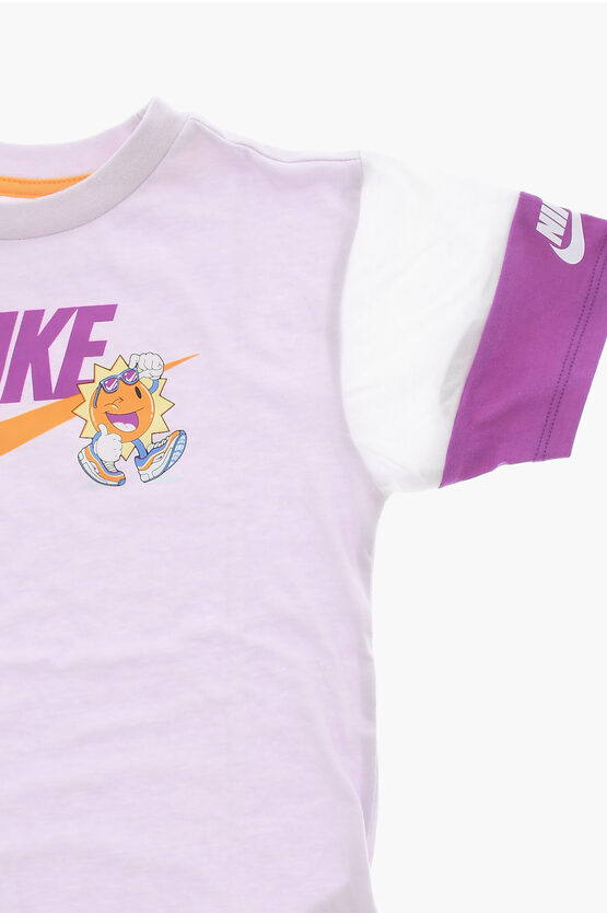 Two-Tone Crew-neck T-shirt With Logo Print