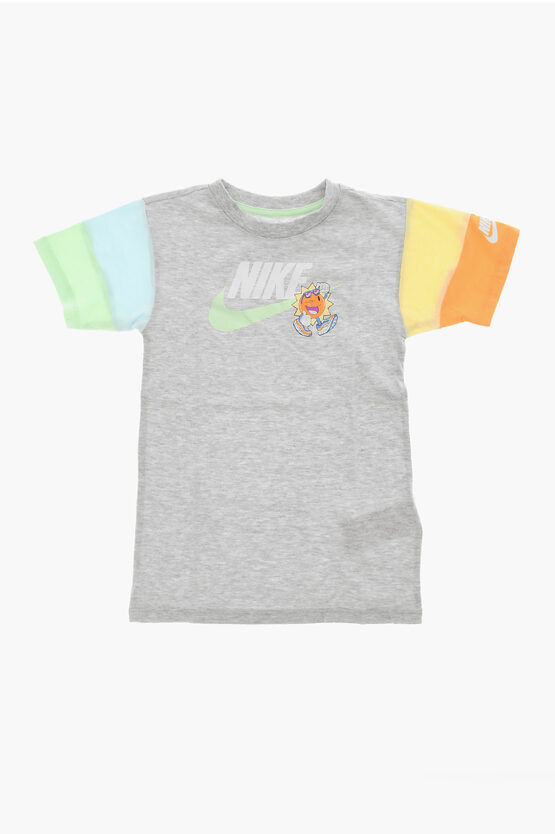 Two-Tone Crew-neck T-shirt With Logo Print