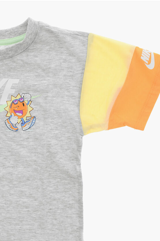 Two-Tone Crew-neck T-shirt With Logo Print