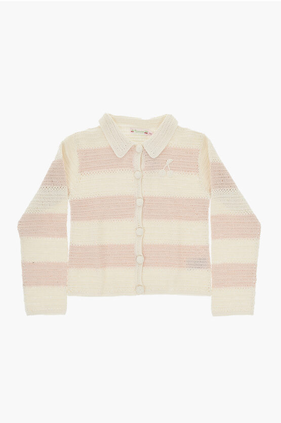 BONPOINT TWO TONE CROCHET FARO CARDIGAN WITH COLLAR