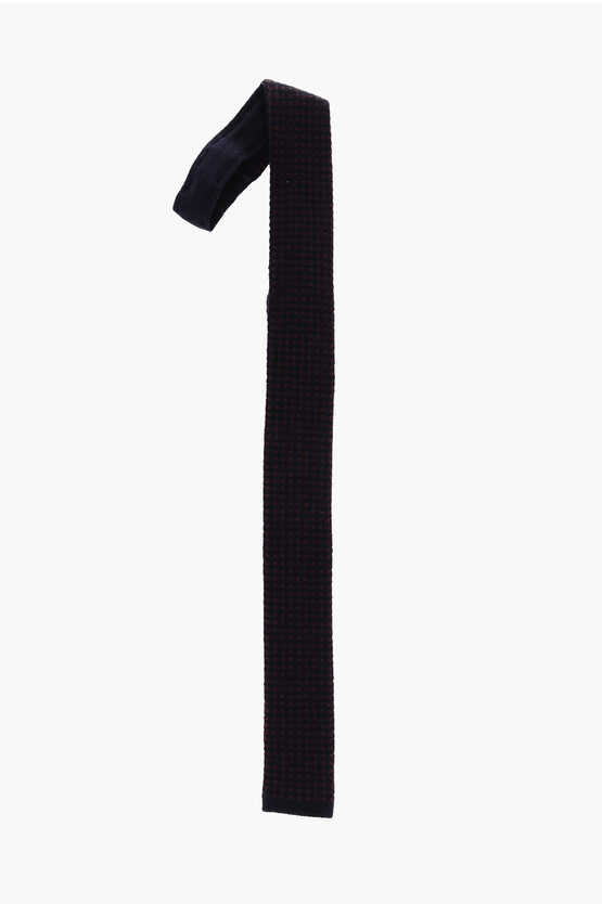 Corneliani Two-tone Crochet Traditional Tie In Black