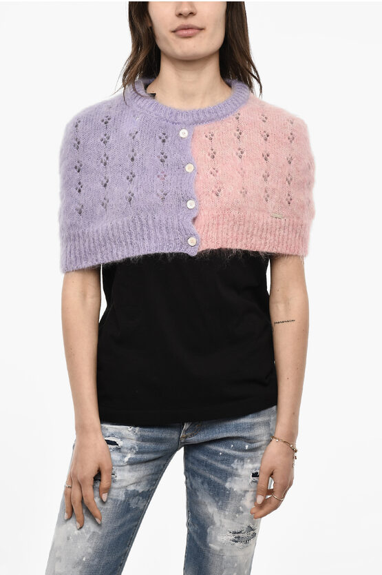 DSQUARED2 TWO-TONE CROPPED CAPE WITH CUT OUT DETAILS