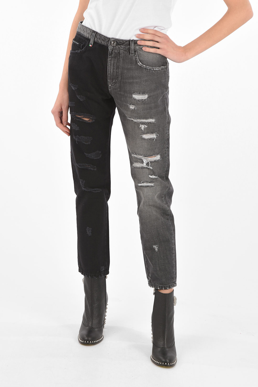 two tone boyfriend jeans