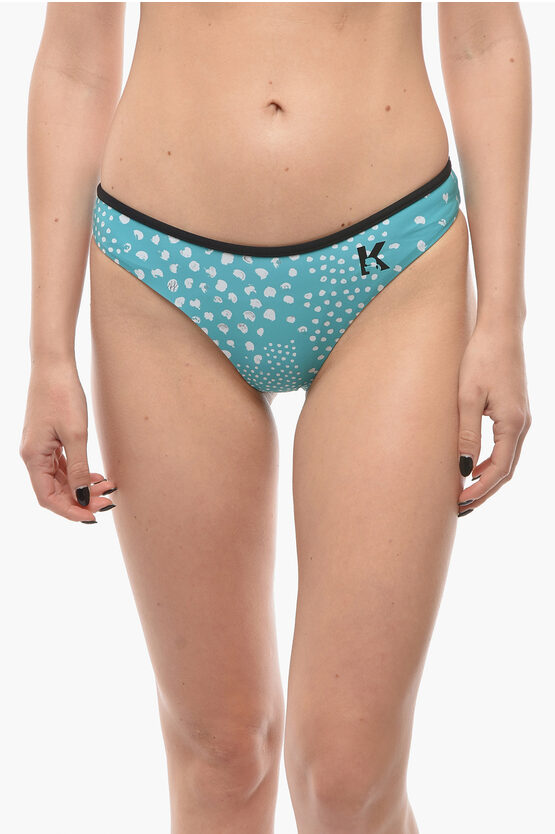 Karl Lagerfeld Two-tone Dots Bikini Bottom With Contrasting Trimmings In Metallic