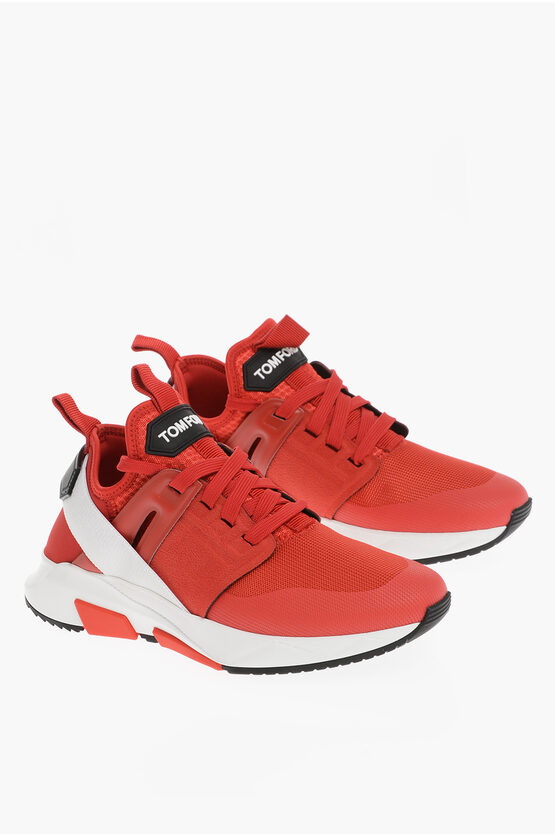 Tom Ford Two-tone Fabric Low-to Trainers In Red