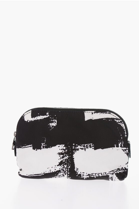 Alexander Mcqueen Two-tone Fabric Pouch With Zip Closure In Black