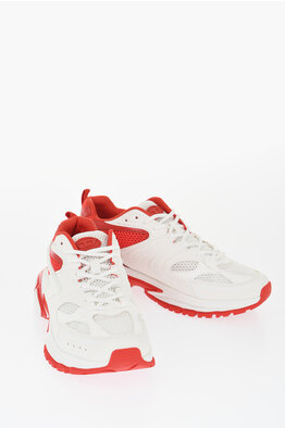 Versace JEANS COUTURE Textured Leather Low-Top Sneakers with Versace JEANS COUTURE Textured Leather Low-Top Sneakers with