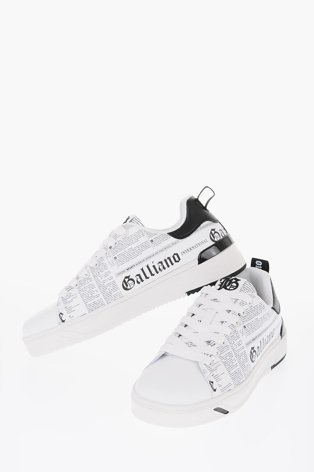 Galliano Faux Leather Low-Top With All-Over Lettering Print men - Glamood Outlet