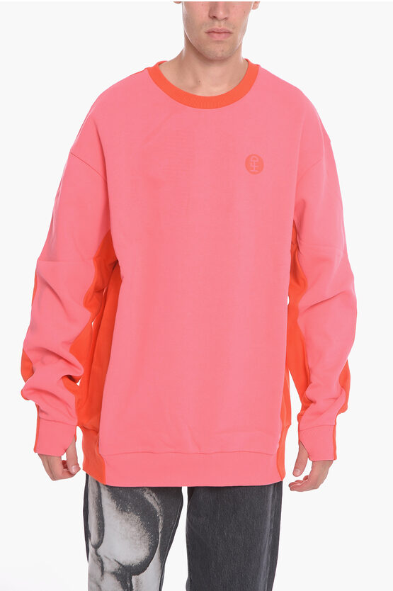 Honey Fucking Dijon Two-tone Fleeced Cotton Crew-neck Sweatshirt In Pink