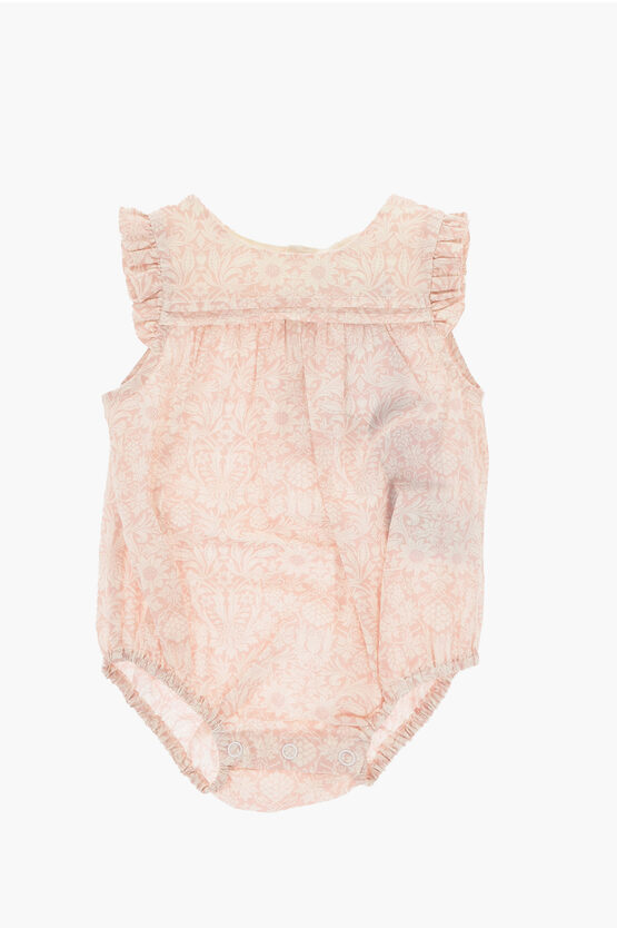 Shop Bonpoint Two-tone Floral Motif Bodysuit
