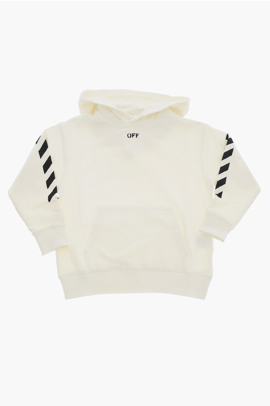 Off-white Two-tone Hoodie With Patch Pocket In White