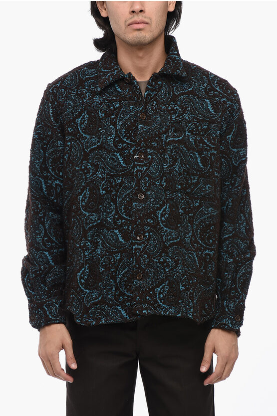 Shop Sunflower Two-tone Jacquard Ralf Overshirt With Breast Pocket