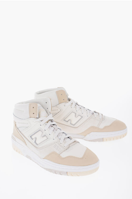 Shop New Balance Two-tone Leather And Fabric High-top Sneakers