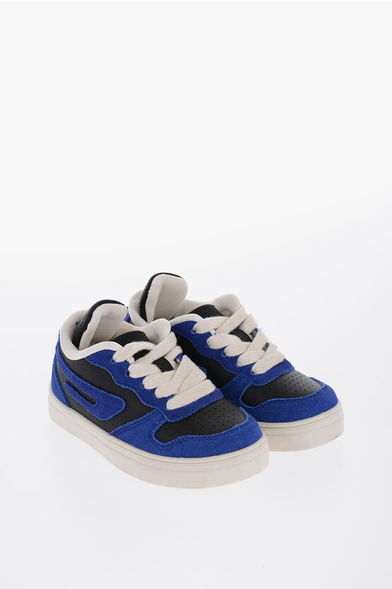 Shop Diesel Two-tone Leather And Suede S-ukiyo Low-top Sneakers