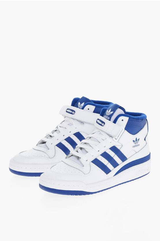 Adidas Originals Two-tone Leather Forum Low-top Sneakers With Touch Strap Clo In White