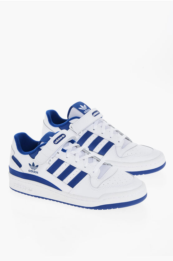 Adidas Originals Two-tone Leather Forum Low-top Sneakers With Touch Strap Clo In White