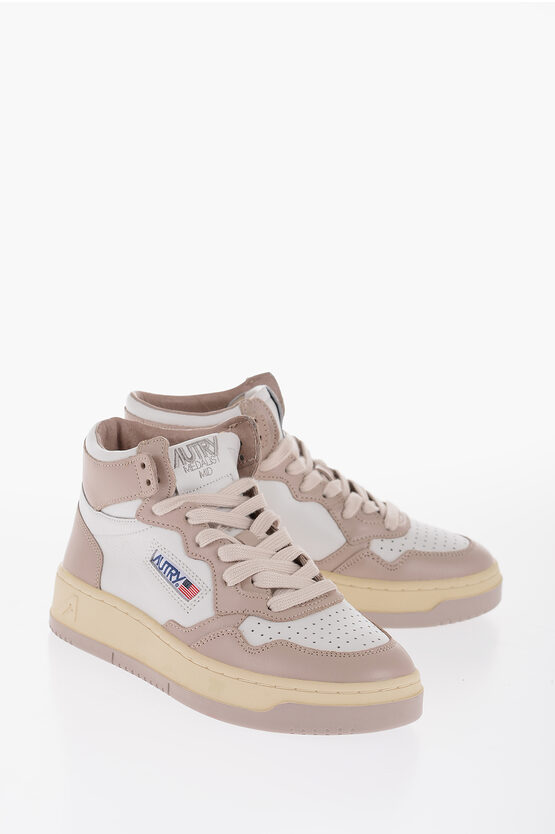 Autry Two-tone Leather High-top Sneakers In Neutral