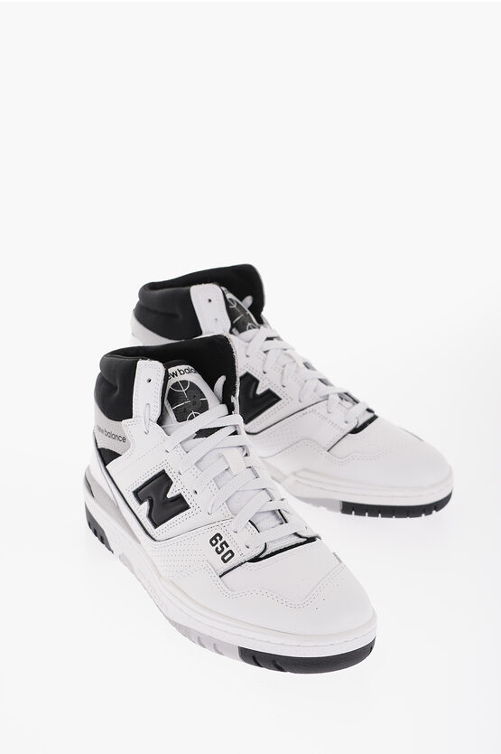 New Balance Two-tone Leather High-top Sneakers In White