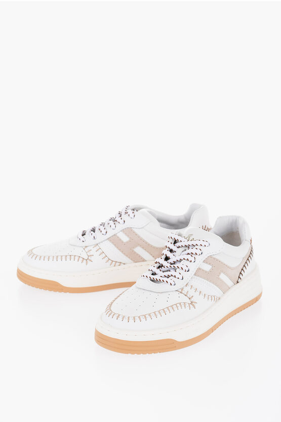 HOGAN TWO-TONE LEATHER LOW-TOP SNEAKERS 