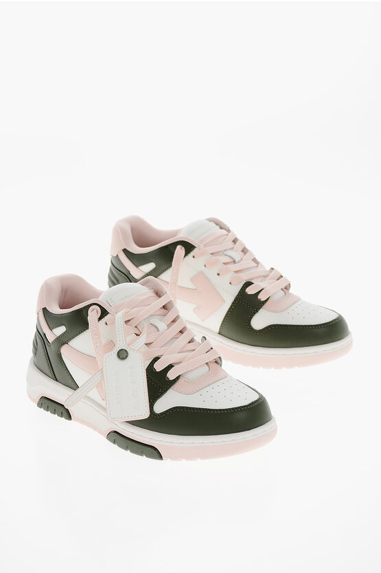 Off-white Two Tone Leather Out Of Office Mid-top Sneakers In Black