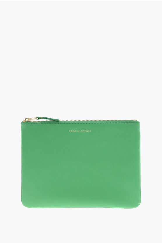 Comme Des Garçons Two-tone Leather Pochette With Zip