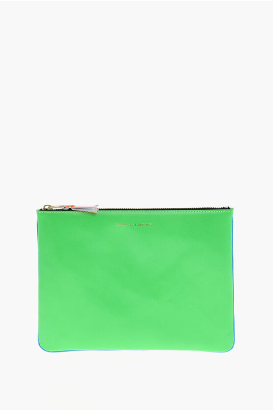 Comme Des Garçons Two-tone Leather Pochette With Zip