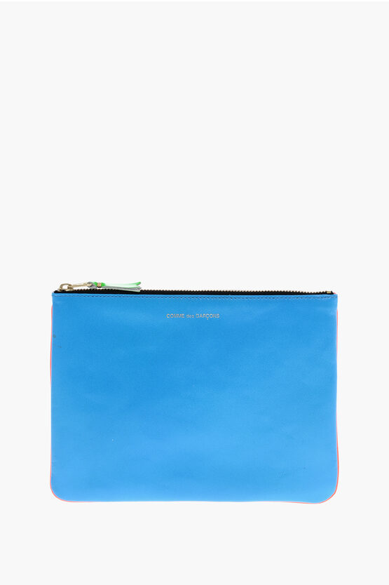 Comme Des Garçons Two-tone Leather Pochette With Zip