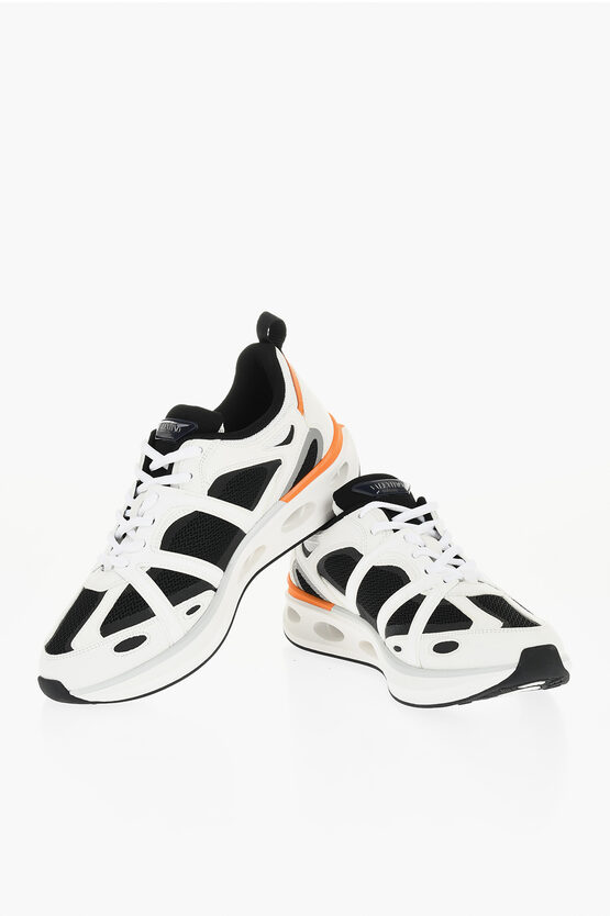 Valentino Two-tone Leather V-logo Low-top Sneakers In Multi
