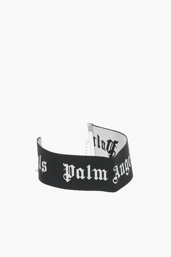 Palm Angels Two-tone Logoed Fabric Chocker In Black