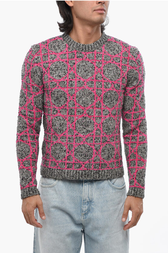 Dior Two-tone Lurex Crew-neck Sweater In Pink