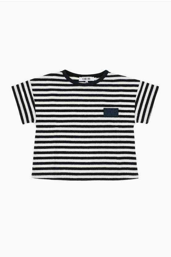 DIOR TWO-TONE LUREX STRIPED CREW-NECK T-SHIRT