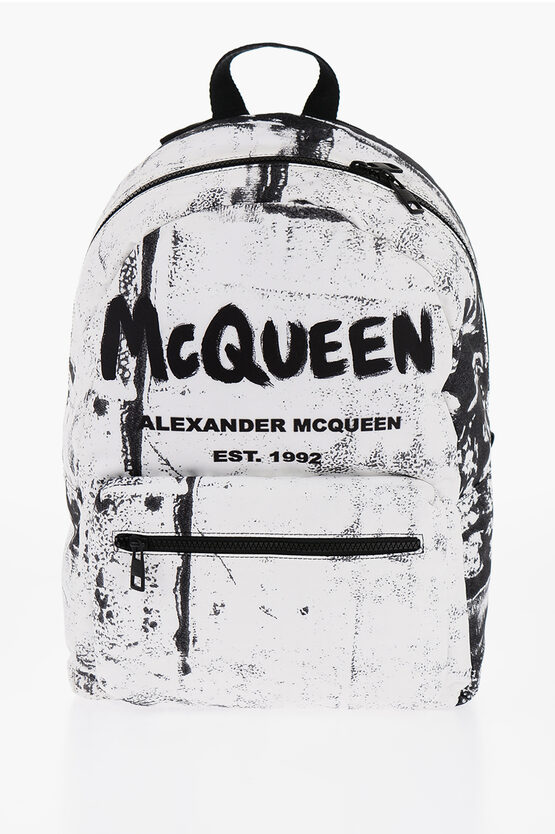 Shop Alexander Mcqueen Two-tone Metropolitan Backpack With Graffiti Print