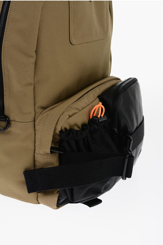 Two-Tone Multi-Pocket Backpack with Leather Trim