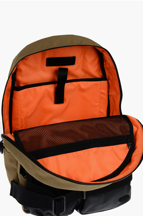 Two-Tone Multi-Pocket Backpack with Leather Trim