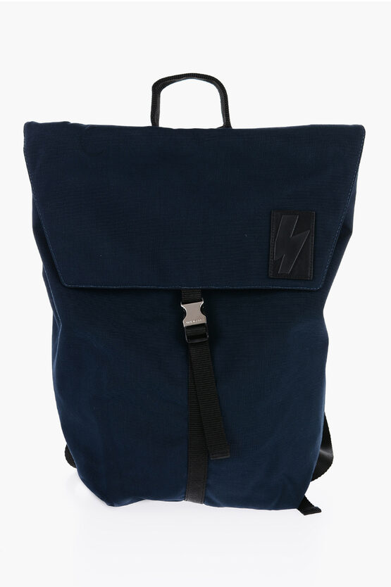 Shop Neil Barrett Two-tone Nylon City Flap Backpack