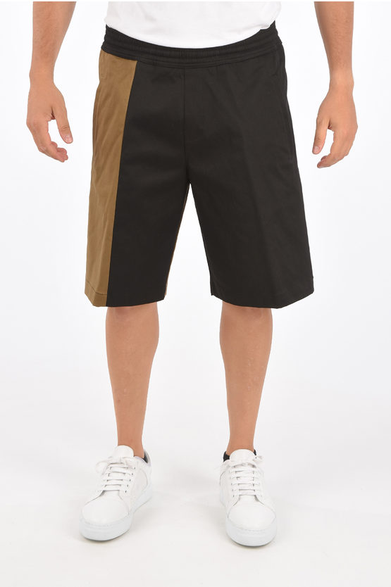 Neil Barrett Two Tone Oversized Workwear Shorts In Black
