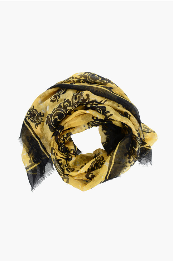 Dsquared2 Two-tone Patterned Linen Blend Foulard Grösse Unica In Yellow