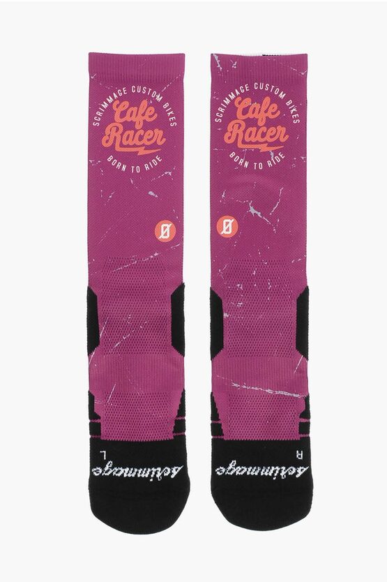 Scrimmage Two-tone Printed Cafe Racer Long Socks In Pink