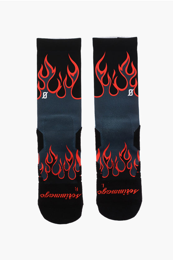 Scrimmage Two Tone Printed Flame Socks In Black